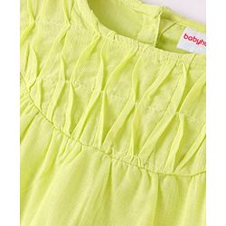 Babyhug Rayon Gathered Half Sleeves Woven Cropped Top With Fabric Manipulation - Lime