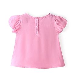 Babyhug Rayon Woven A-Line Gathered Puffed Half Sleeves Top With Fabric Manipulation - Light Pink