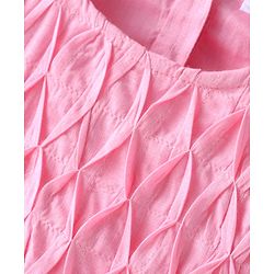 Babyhug Rayon Woven A-Line Gathered Puffed Half Sleeves Top With Fabric Manipulation - Light Pink