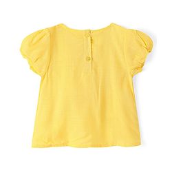 Babyhug Rayon Woven Half Sleeves Gathered Top With Fabric Manipulation - Yellow