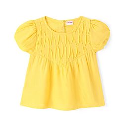 Babyhug Rayon Woven Half Sleeves Gathered Top With Fabric Manipulation - Yellow