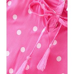 Babyhug Rayon Woven Half Sleeves Polka Dots & Frill Detailing Top - Pink