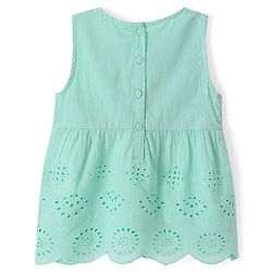 Babyhug Sleeveless Schiffli Top - Light Green