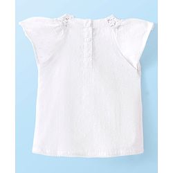 Babyhug  Cotton Woven Half Sleeves  Top with Frills & Lace Detailing - White