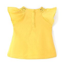 Babyhug Woven Sleeveless Top with Frill & Lace Detailing- Yellow