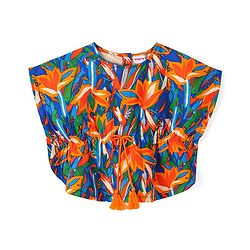 BABYHUG GIRLS RAYON HALF SLEEVES WOVEN TOP WITH DRAWSTRING & ALL OVER PRINT