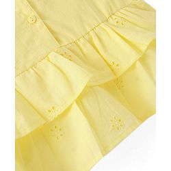 Babyhug schiffli Woven Frill Sleeves Embroidered Top - Yellow