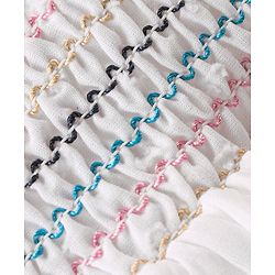 Babyhug Cotton Half Sleeves Woven Top With Smocking and Lace Detailing - White