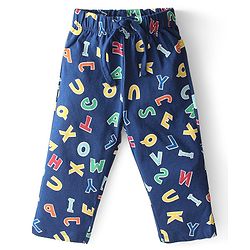 Babyhug Single Jersey Knit Half Sleeves  Night Suit with Alphabet Print - Navy Blue