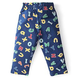 Babyhug Single Jersey Knit Half Sleeves  Night Suit with Alphabet Print - Navy Blue