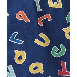 Babyhug Single Jersey Knit Half Sleeves  Night Suit with Alphabet Print - Navy Blue