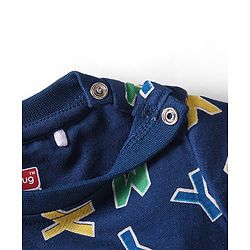 Babyhug Single Jersey Knit Half Sleeves  Night Suit with Alphabet Print - Navy Blue