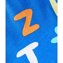 Babyhug Cotton Knit Half Sleeves Night Suit with Alphabet Print - Blue