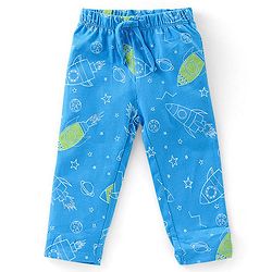 Babyhug Single Jersey Knit Half Sleeves Night Suit Space Theme - Blue