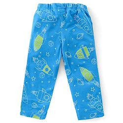 Babyhug Single Jersey Knit Half Sleeves Night Suit Space Theme - Blue
