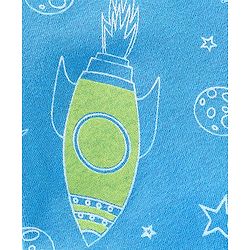 Babyhug Single Jersey Knit Half Sleeves Night Suit Space Theme - Blue
