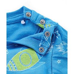 Babyhug Single Jersey Knit Half Sleeves Night Suit Space Theme - Blue