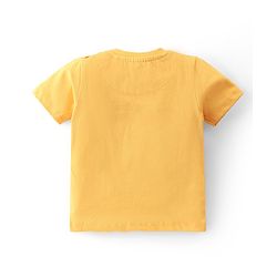 Babyhug Cotton Knit Single Jersey Half Sleeves Night Suit With Tiger & Crocodile Print - Yellow