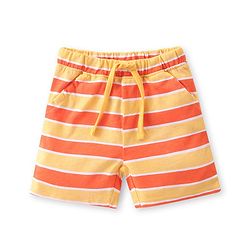 Babyhug Cotton Knit Single Jersey Half Sleeves Night Suit With Tiger & Crocodile Print - Yellow