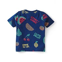Babyhug Single Jersey Knit Half Sleeves Night Suit with Watermelon Print - Navy Blue