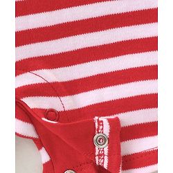 Babyhug 100% Cotton Knit Half Sleeves Romper With Striped Design & Tiger Print - Red