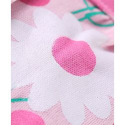 Babyhug 100% Cotton Knit Interlock Half Sleeves Romper With Floral Print - Pink