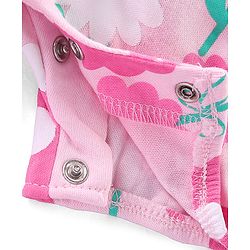 Babyhug 100% Cotton Knit Interlock Half Sleeves Romper With Floral Print - Pink