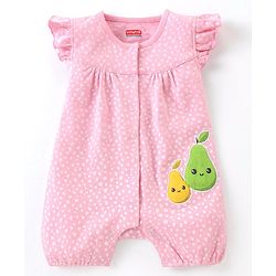 Babyhug 100% Cotton Frill Sleeves Romper Fruit Print - Pink