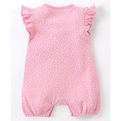 Babyhug 100% Cotton Frill Sleeves Romper Fruit Print - Pink