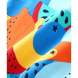 Babyhug 100% Cotton Knit Half Sleeves Romper Orange Print - Multicolor