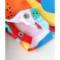Babyhug 100% Cotton Knit Half Sleeves Romper Orange Print - Multicolor