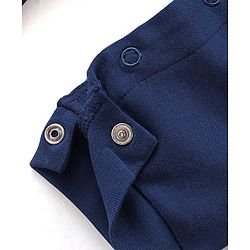Babyhug 100% Cotton Knit Full Sleeves Striped Romper with Bow Detailing - Navy Blue
