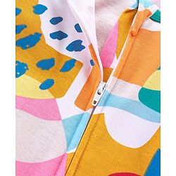 Babyhug 100% Cotton Knit Full Sleeves Romper With Abstract Print - Multicolour