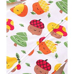 Babyhug 100% Cotton Knit Full Sleeves Romper With Pumpkin Print - Multicolour