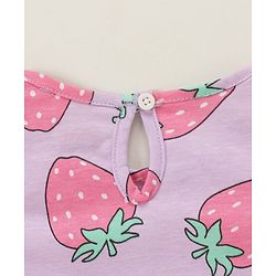 Babyhug Cotton Knit Sleeveless Night Suit With Strawberry Print - Purple