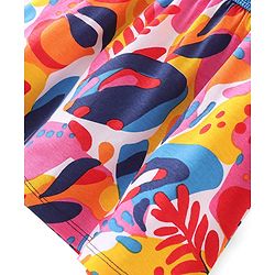 Babyhug Single Jersey Knit Half Sleeves Frock Leafy Print - Multicolor