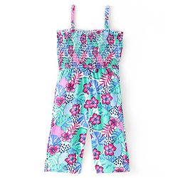 Babyhug Single Jersey Knit Sleeveless Jumpsuit Floral Print - Blue