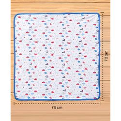 Babyhug 100% Cotton Whale Embroidered Hooded Wrapper - Blue