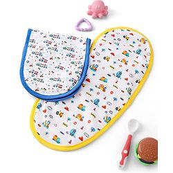 Babyhug Cotton Double Layered Burp Cloth Pack of 2- Blue & Yellow