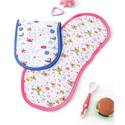 Babyhug Cotton Double Layered Burp Cloth Pack of 2- Blue & Yellow