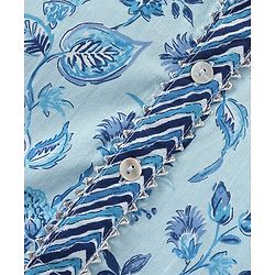 Babyhug Cotton Woven Full Sleeves Floral Printed Kurta Pyjama Set- Blue
