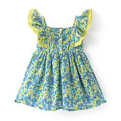 Babyhug Rayon Woven Frill Sleeves Frock with Floral Print - Blue