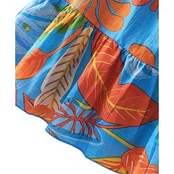 Babyhug 100% Cotton Woven Sleeveless Singlet Frock with Floral Print - Multicolour