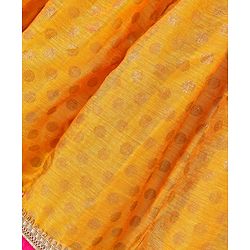 Babyhug Half Sleeves Banarsi Brocade Choli with  Lehenga & Dupatta Set - Mustard