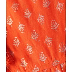 Babyhug Woven Sleeveless Brocade Kurti Chudidar and Dupatta Set - Orange