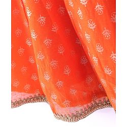 Babyhug Woven Sleeveless Brocade Kurti Chudidar and Dupatta Set - Orange