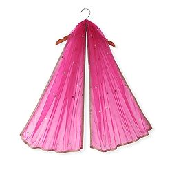 Babyhug Woven Sleeveless Net Sequinned  Embroidered Choli Lahenga and Dupatta-Hot Pink