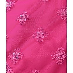 Babyhug Woven Sleeveless Net Sequinned  Embroidered Choli Lahenga and Dupatta-Hot Pink