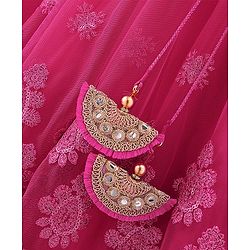 Babyhug Woven Sleeveless Net Sequinned  Embroidered Choli Lahenga and Dupatta-Hot Pink