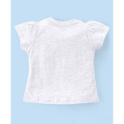 Babyhug Single Jersey Knit Half Sleeves Capri Night Suit Text & Star Print - Grey & Pink